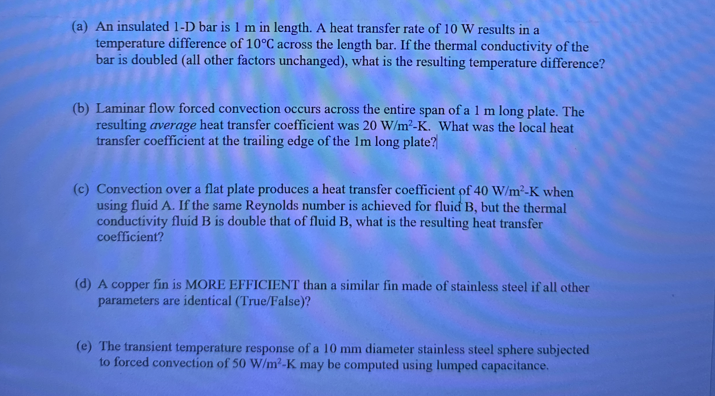( a ) An insulated 1 - D bar is 1 m in length. A