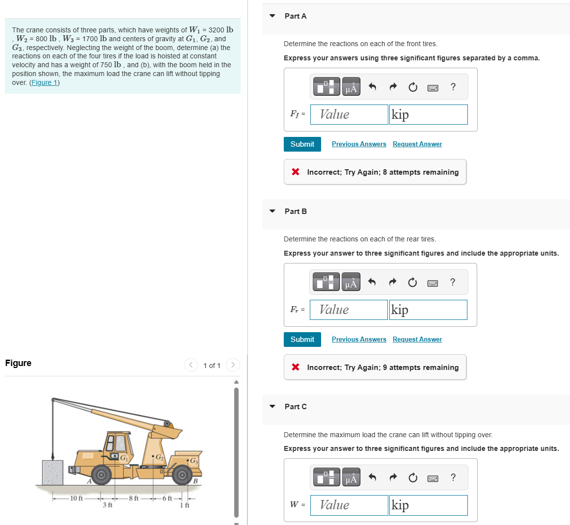 The crane consists of three parts, which have