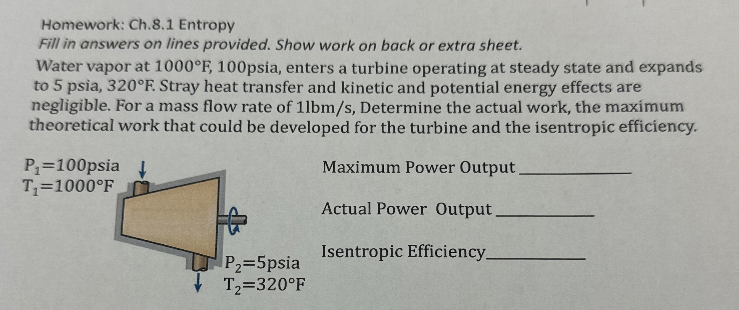 Homework: Ch . 8 . 1 Entropy Fill in answers on