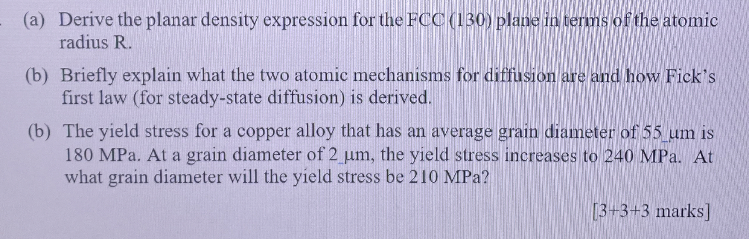 ( a ) Derive the planar density expression for