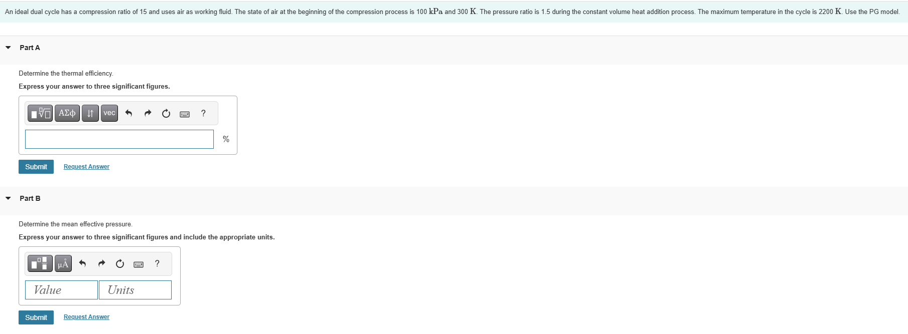 Part A Determine the thermal efficiency. Express