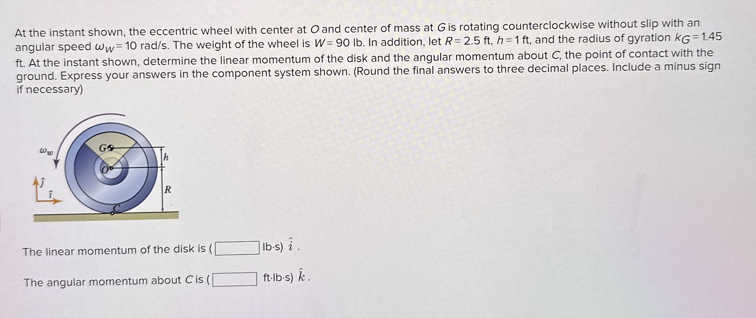 At the instant shown, the eccentric wheel with