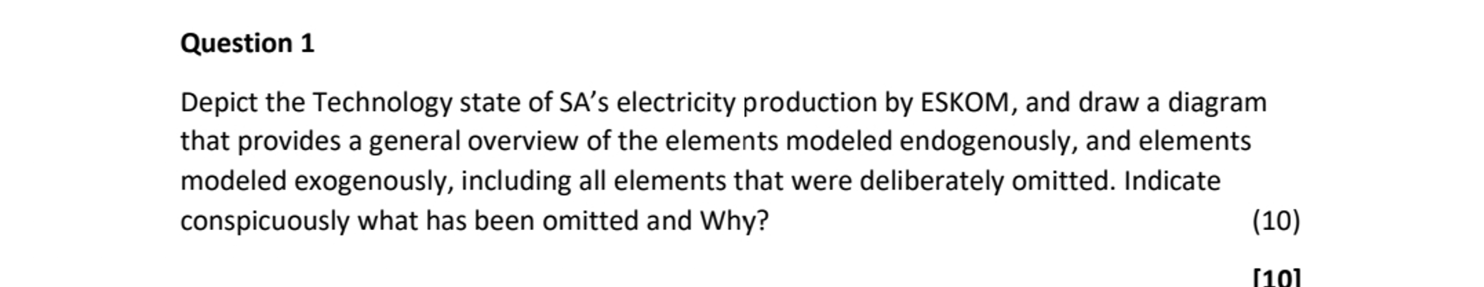 Question 1 Depict the Technology state of SA's