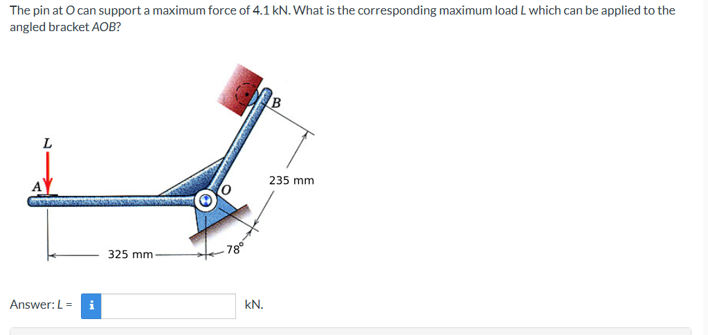 The pin at O can support a maximum force of 4 . 1