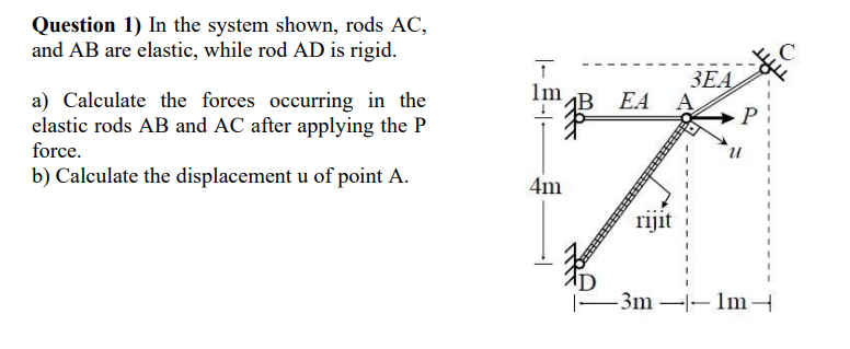 Question 1 ) In the system shown, rods \ ( A C \