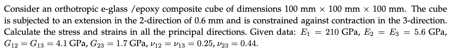 Consider an orthotropic e - glass / epoxy