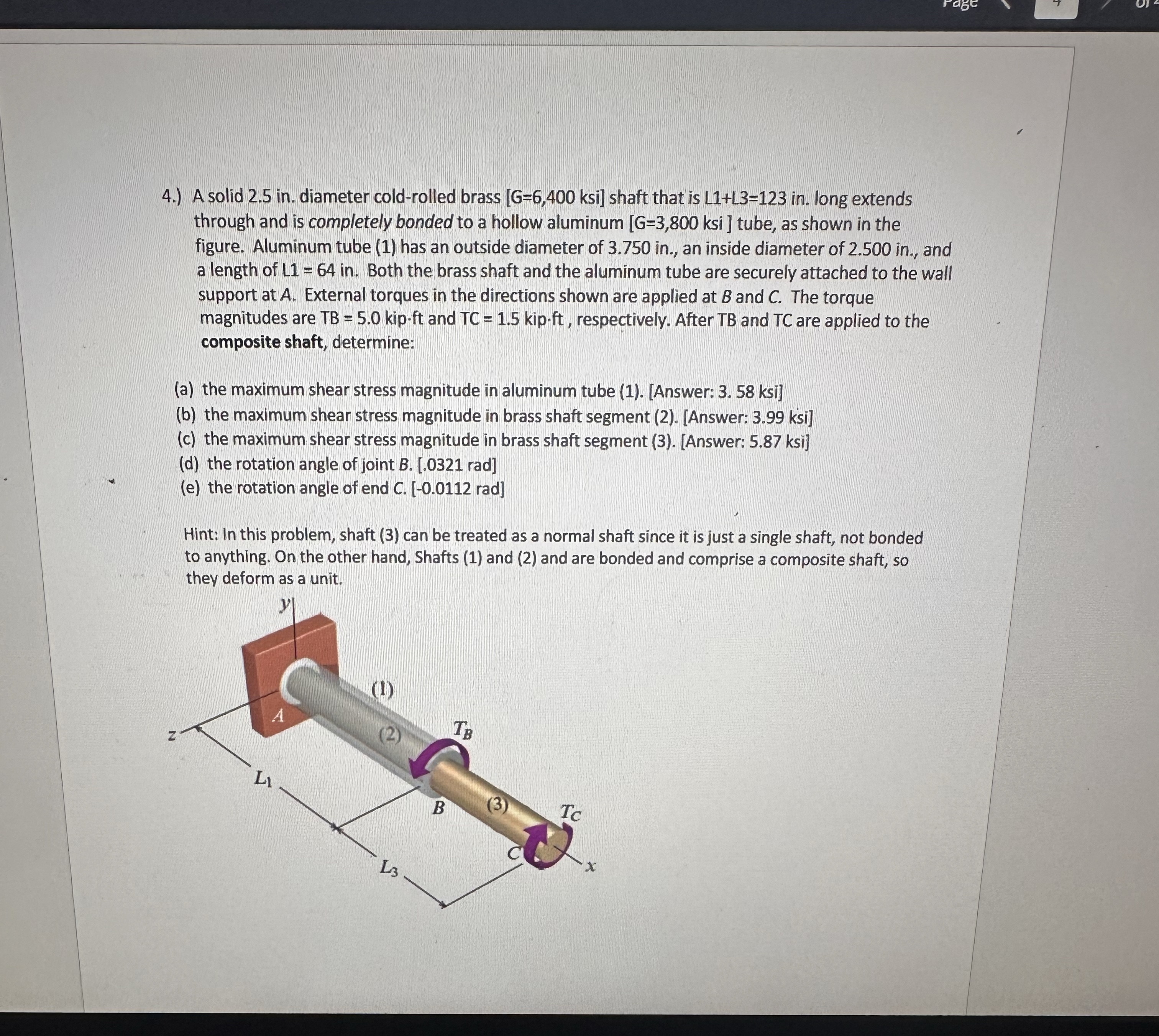 4 . ) A solid 2 . 5 in . diameter cold - rolled