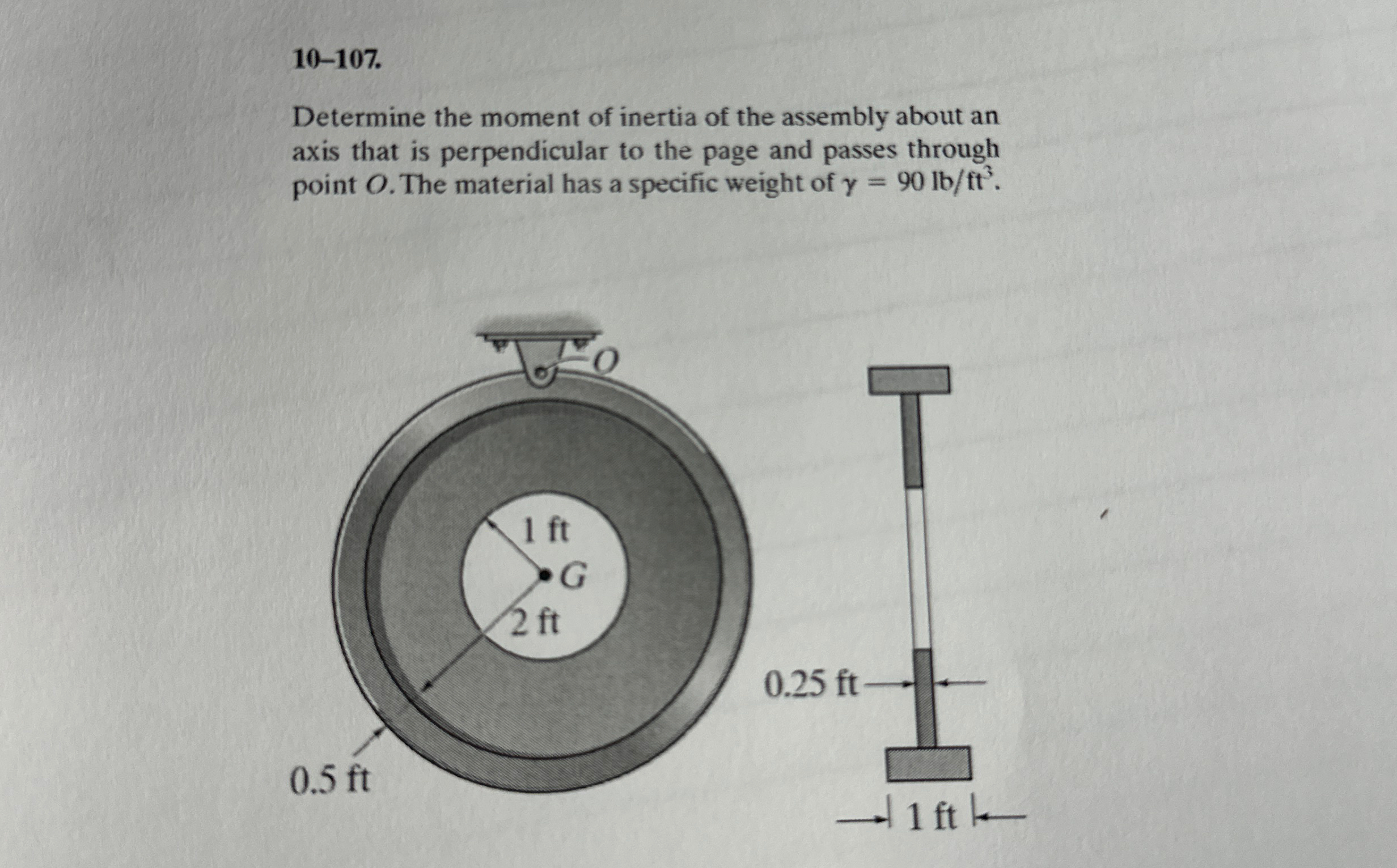 1 0 - 1 0 7 . Determine the moment of inertia of
