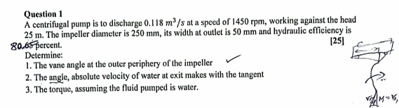 Question 1 A centrifugal pump is to discharge 0 .