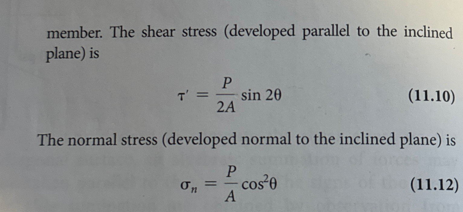 1 1 . 5 In axially loaded members, shear stresses