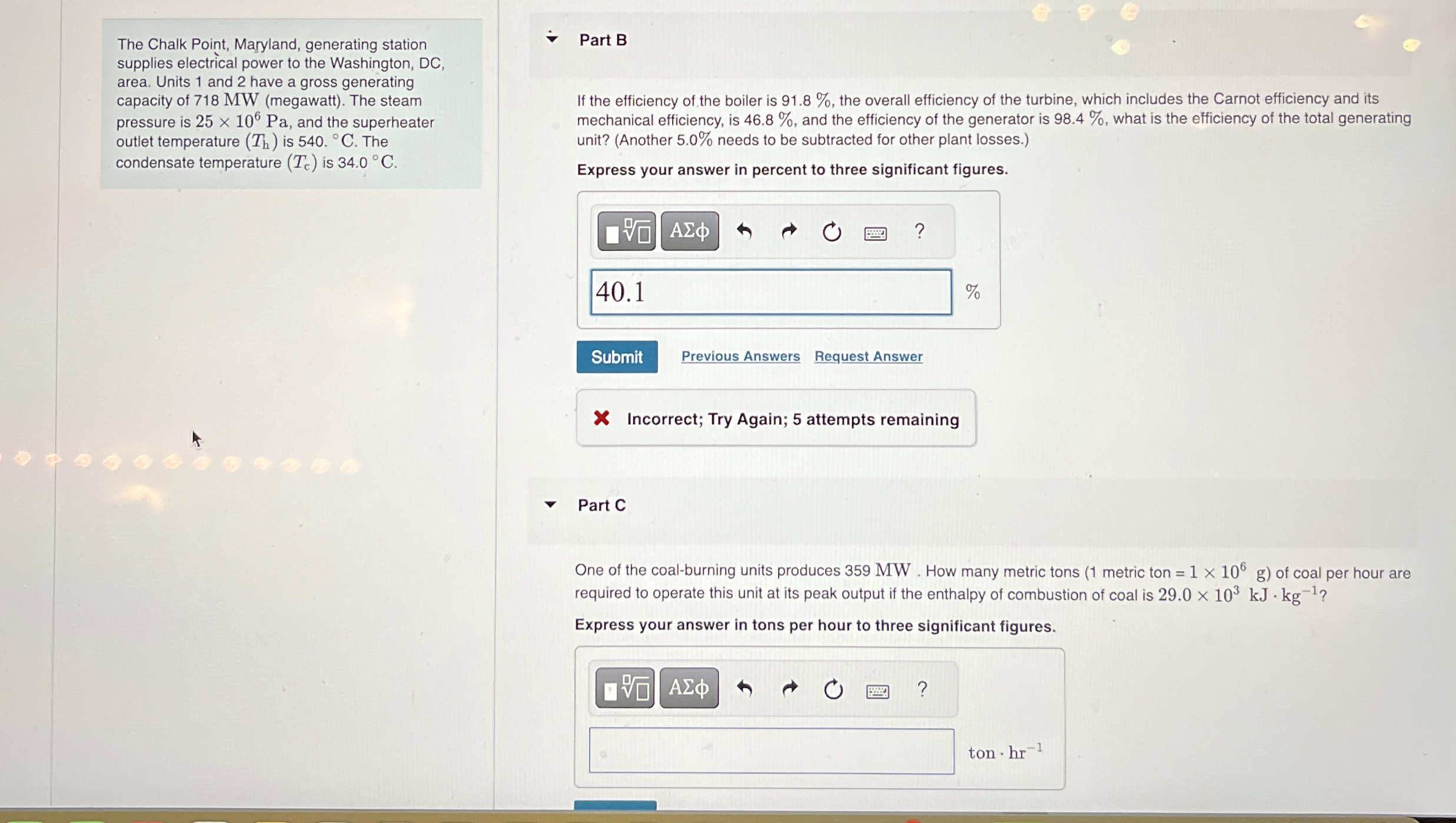 The Chalk Point, Maryland, generating station