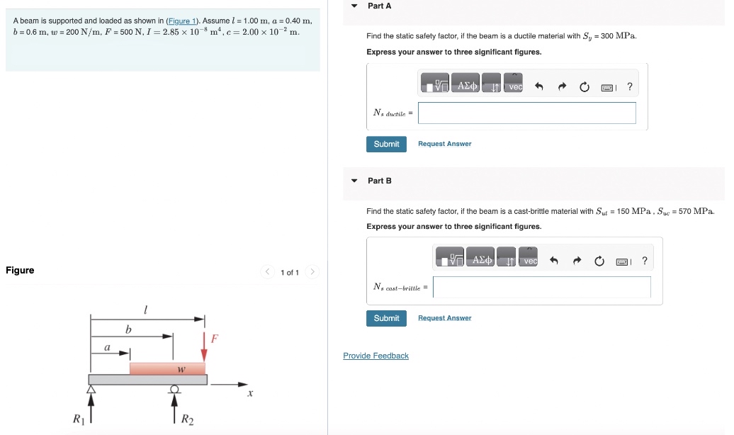 A beam is supported and loaded as shown in (