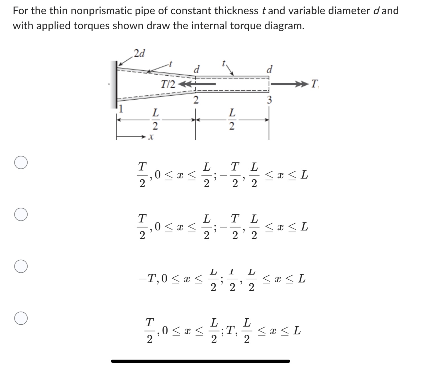 For the thin nonprismatic pipe of constant
