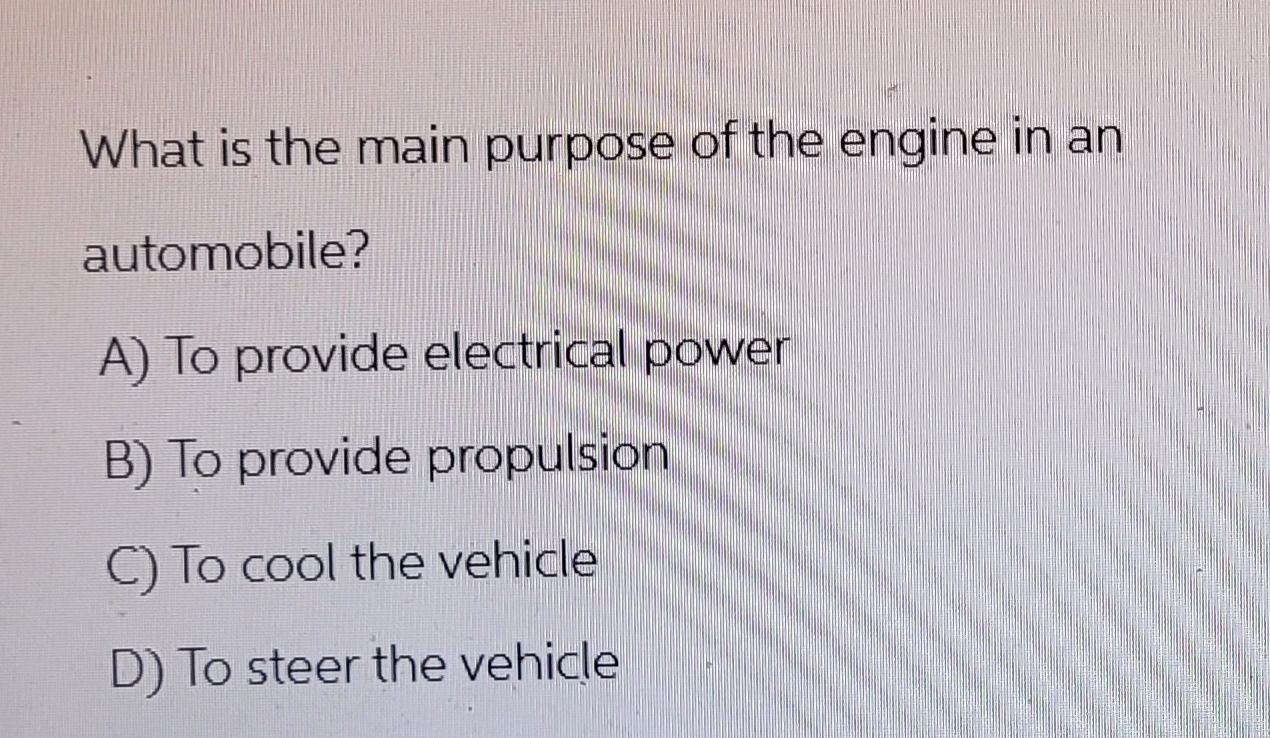 What is the main purpose of the engine in an