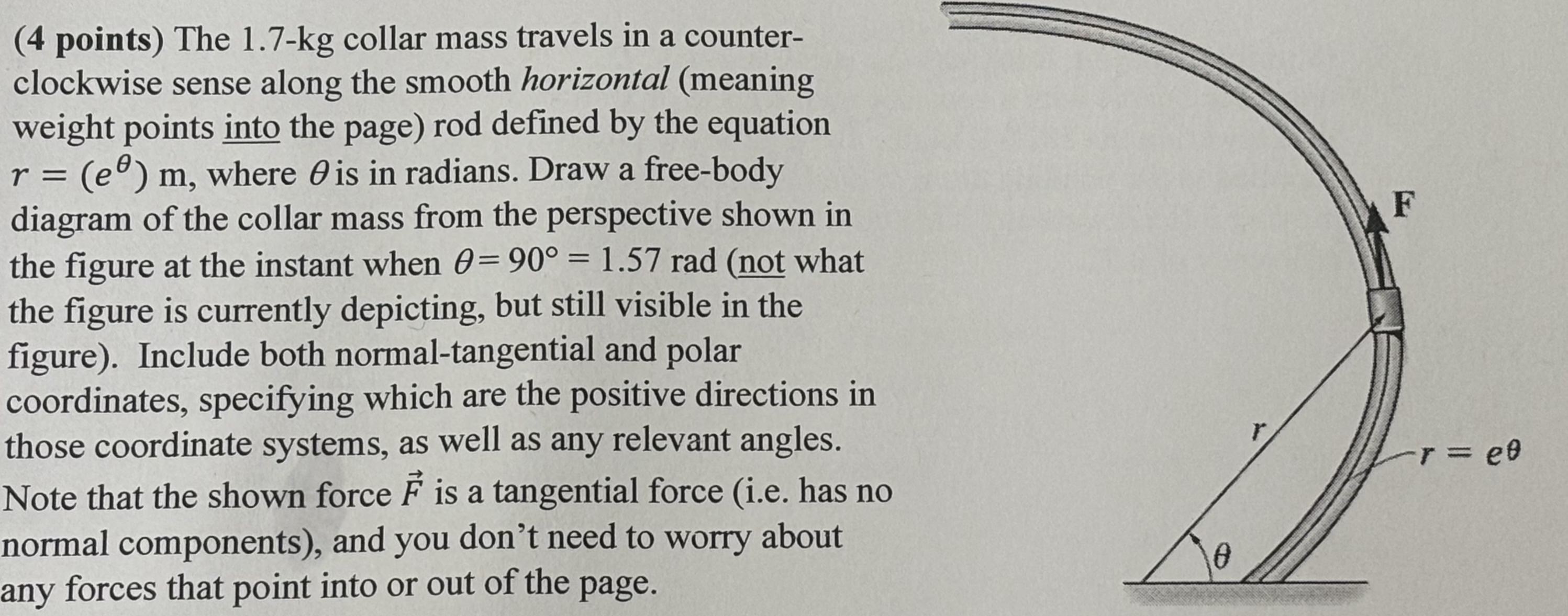 ( 4 points ) The 1 . 7 - kg collar mass travels