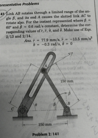 presentative Problems Link A B rotates through a