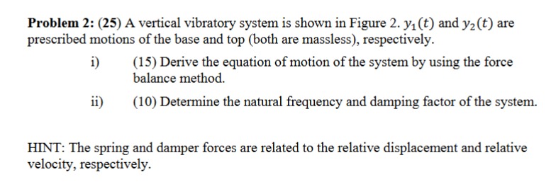 A vertical vibratory system is shown in Figure 2