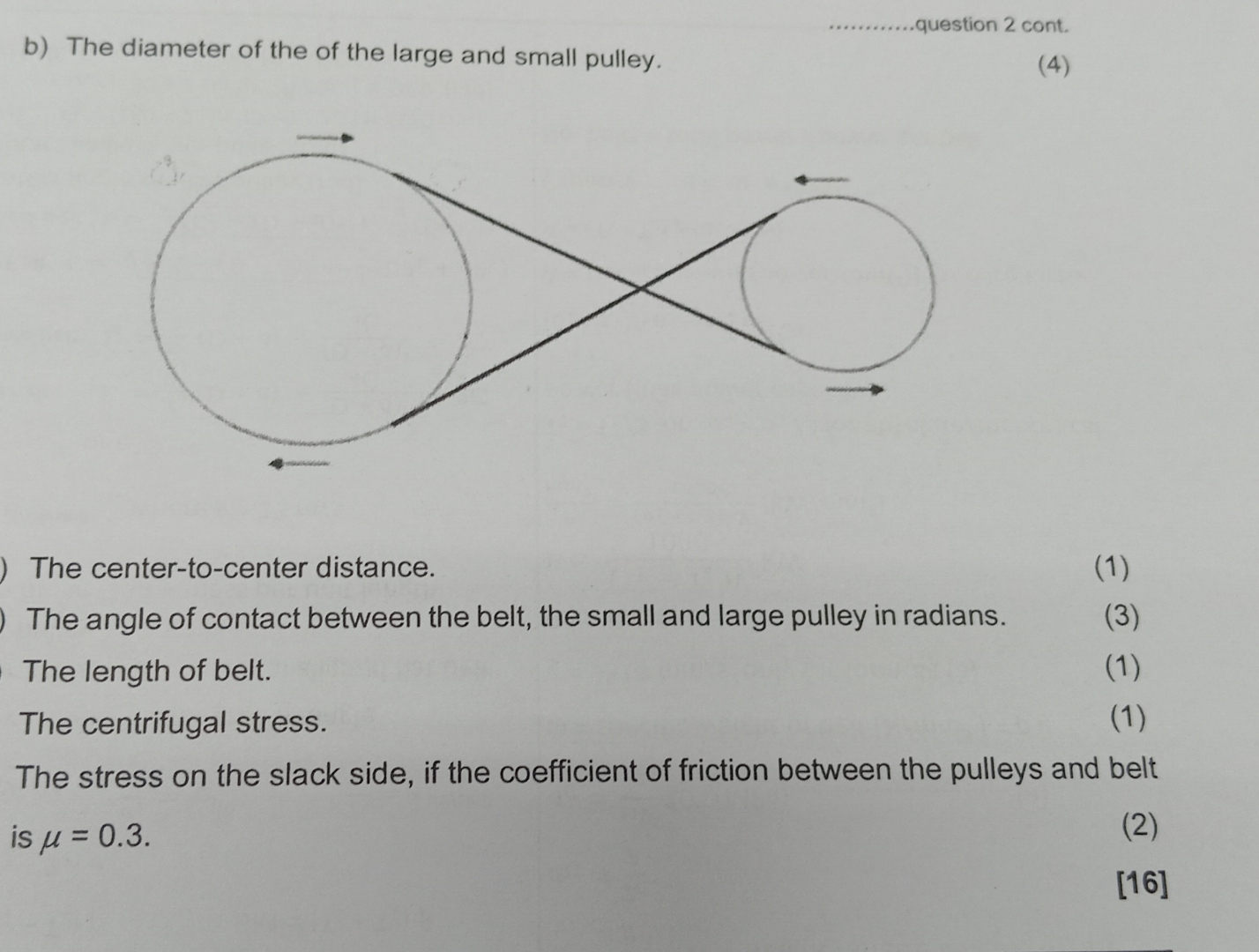 Question 2 The MakerSpace at DUT has a flat belt