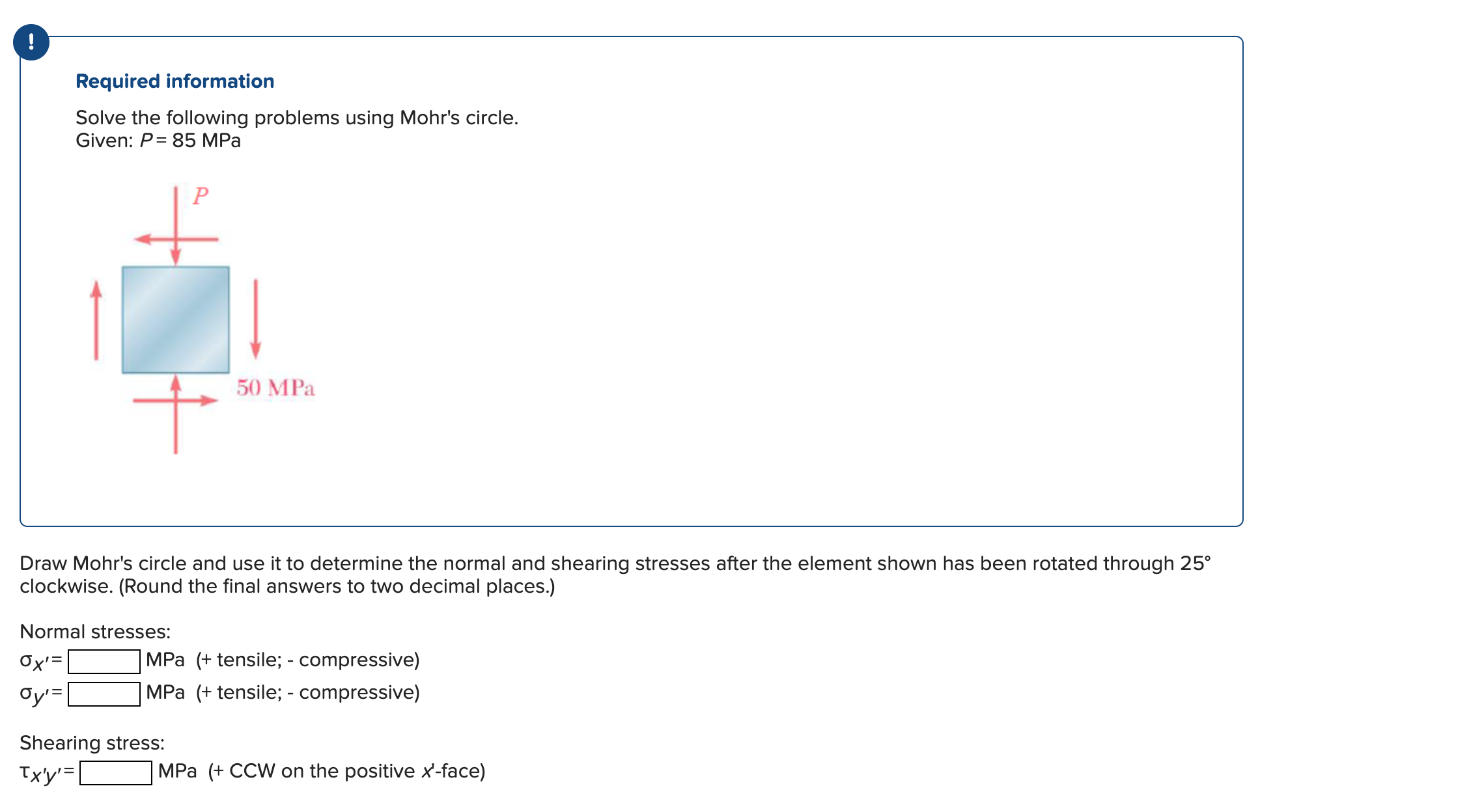 Required information Solve the following problems