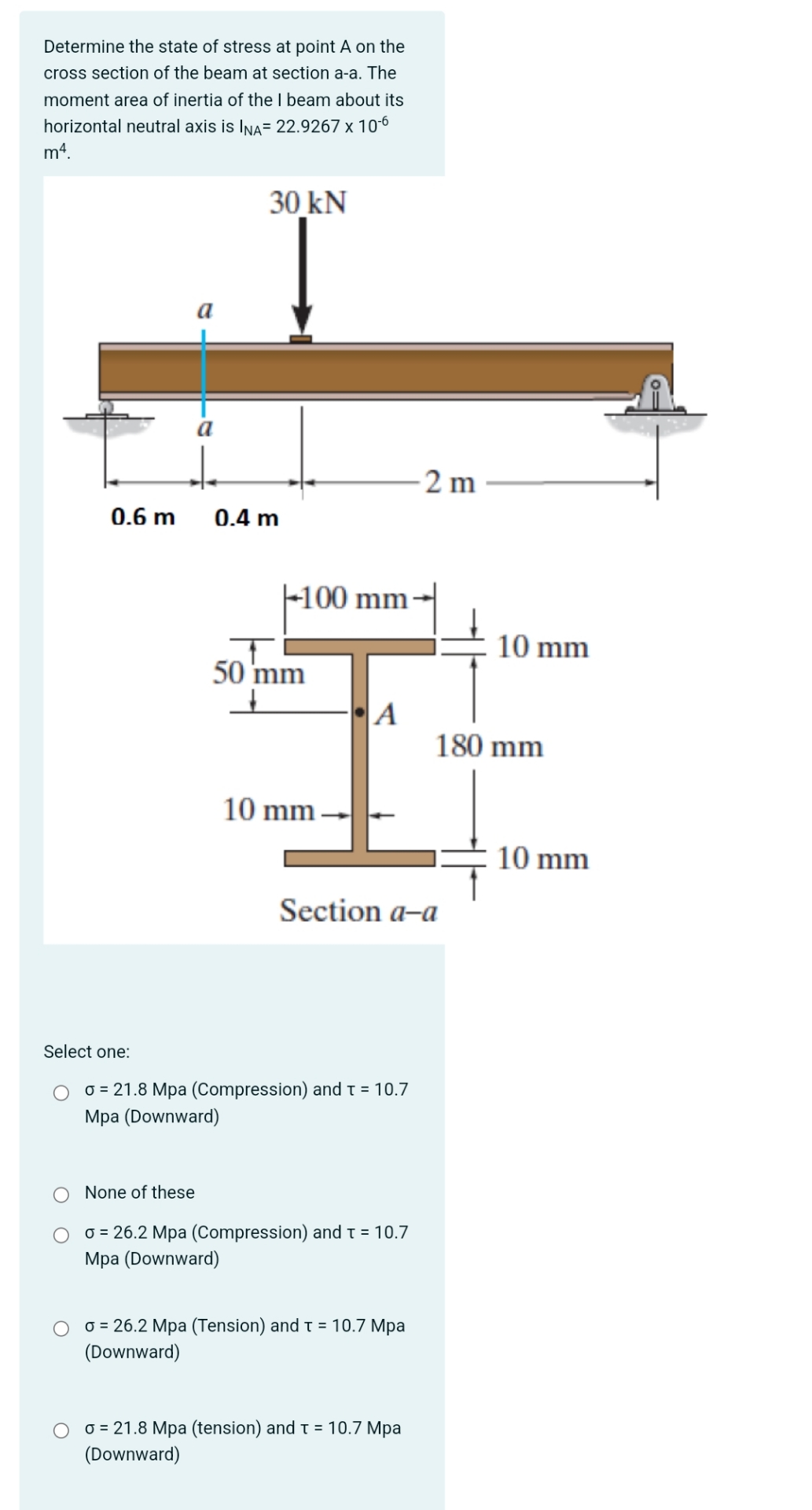 solve the mechanics of material problem Determine