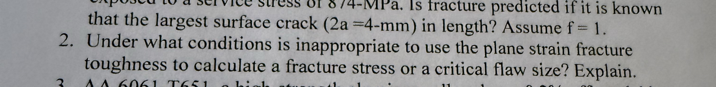 that the largest surface crack