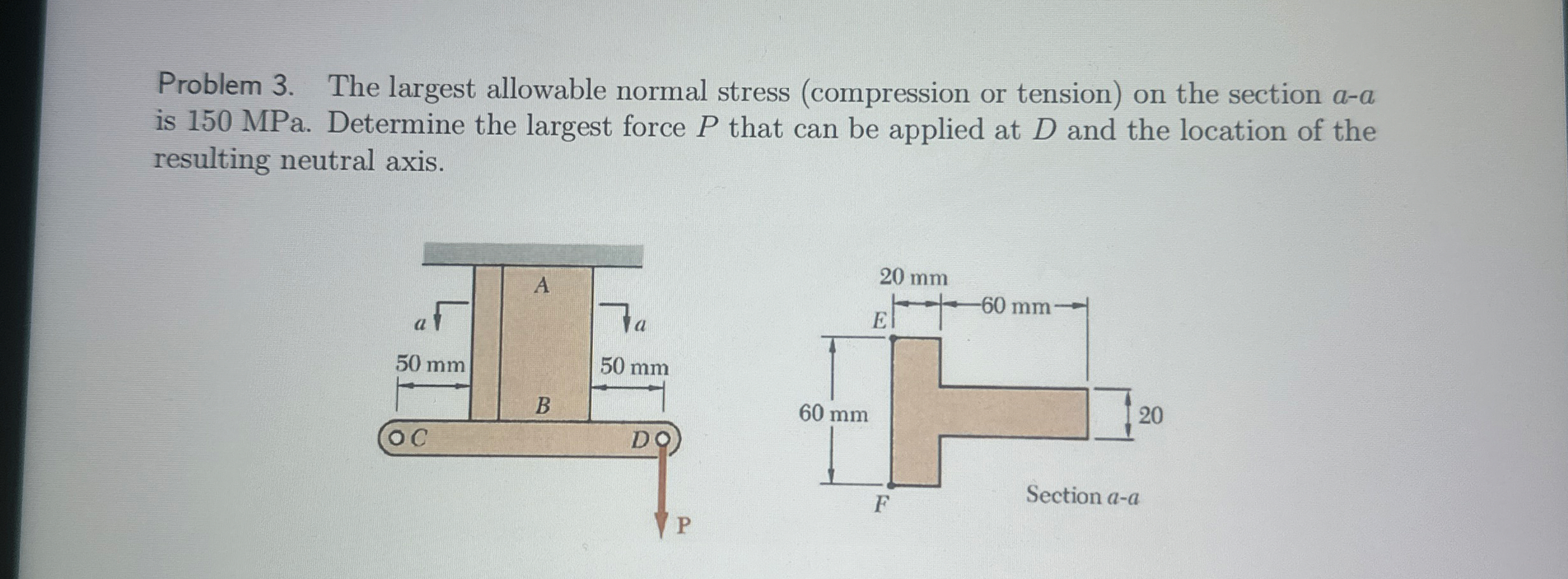 Problem 3 . The largest allowable normal stress (