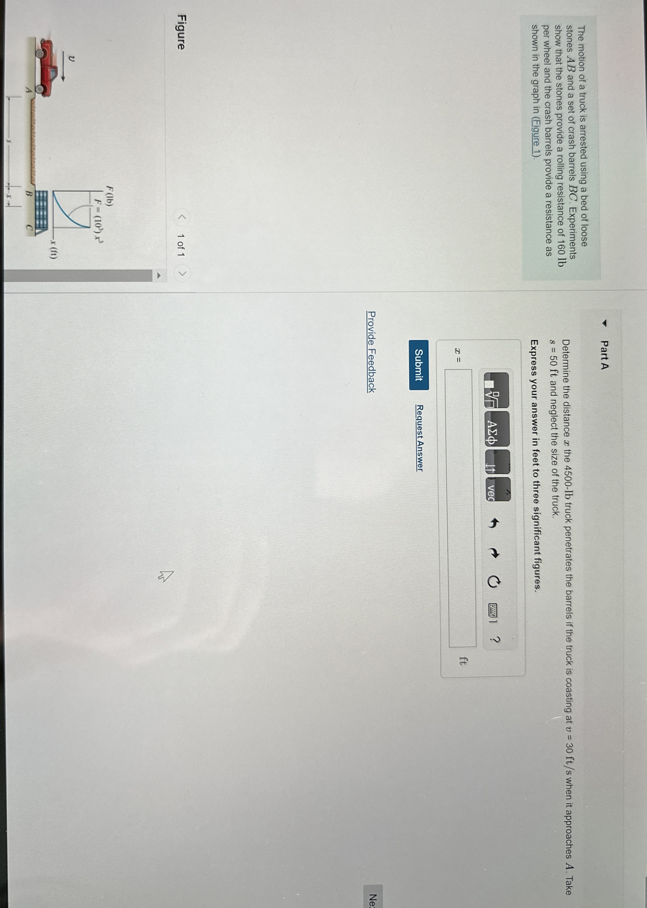 Part A Determine the distance x the 4 5 0 0 - lb