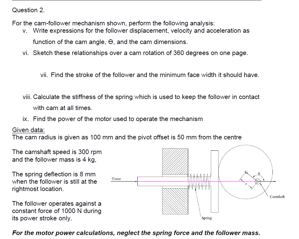 Question 2 . For the cam - follower mechanism