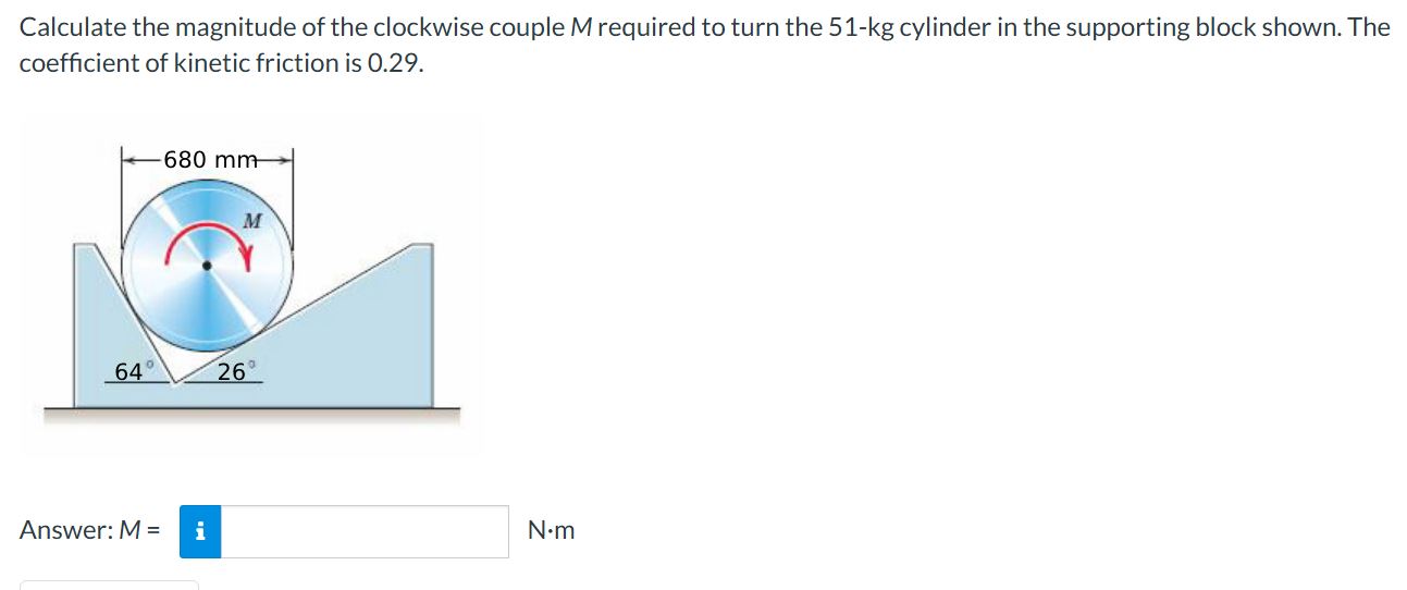 Calculate the magnitude of the clockwise couple M