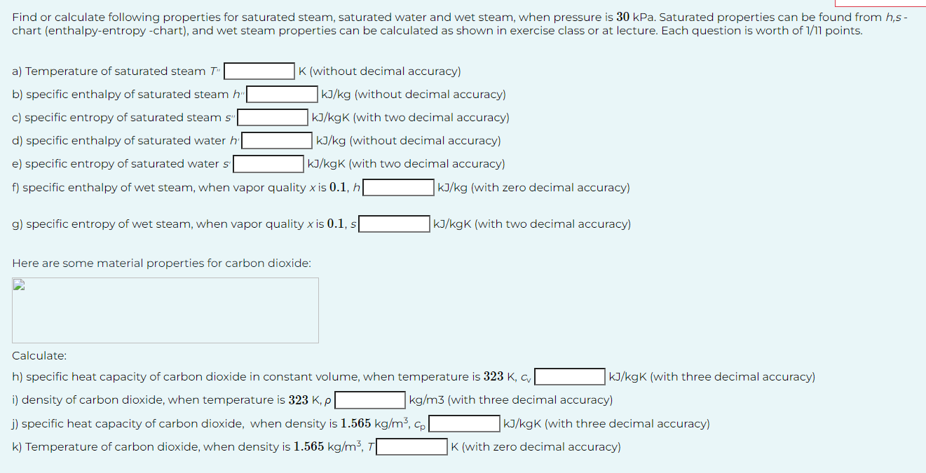 Find or calculate following properties for