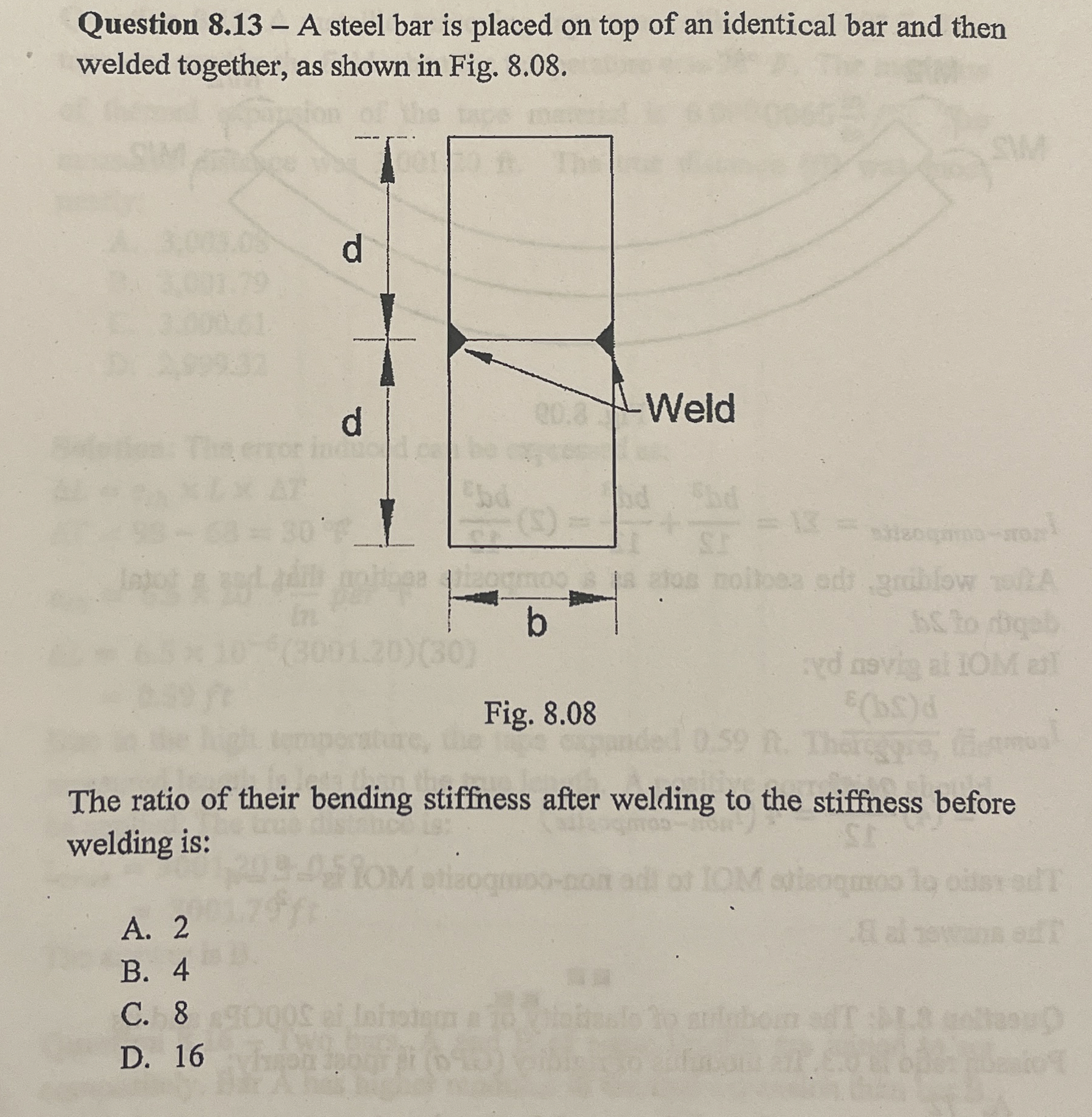 Question 8 . 1 3 - A steel bar is placed on top