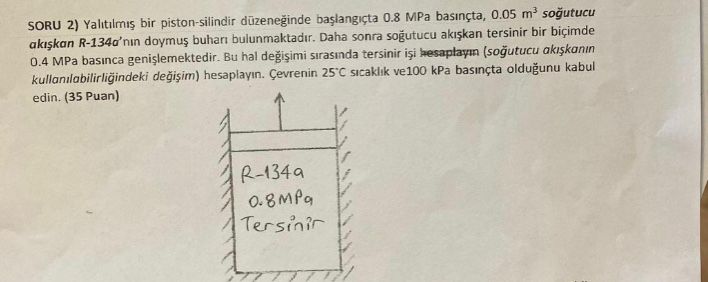 SORU 2 ) Yalitilm bir piston - silindir d zene