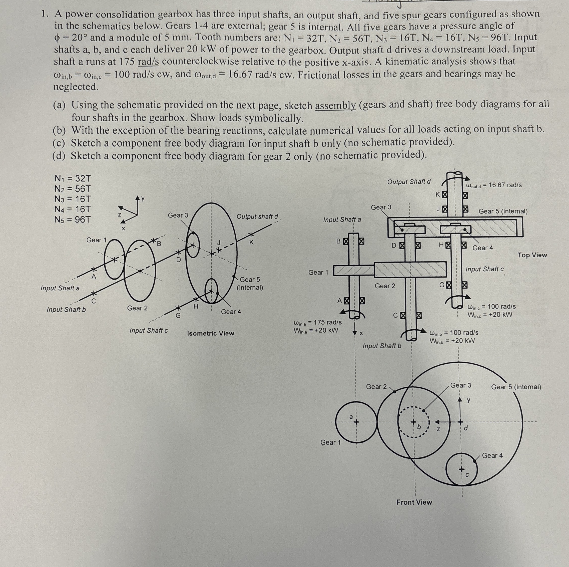 A power consolidation gearbox has three input