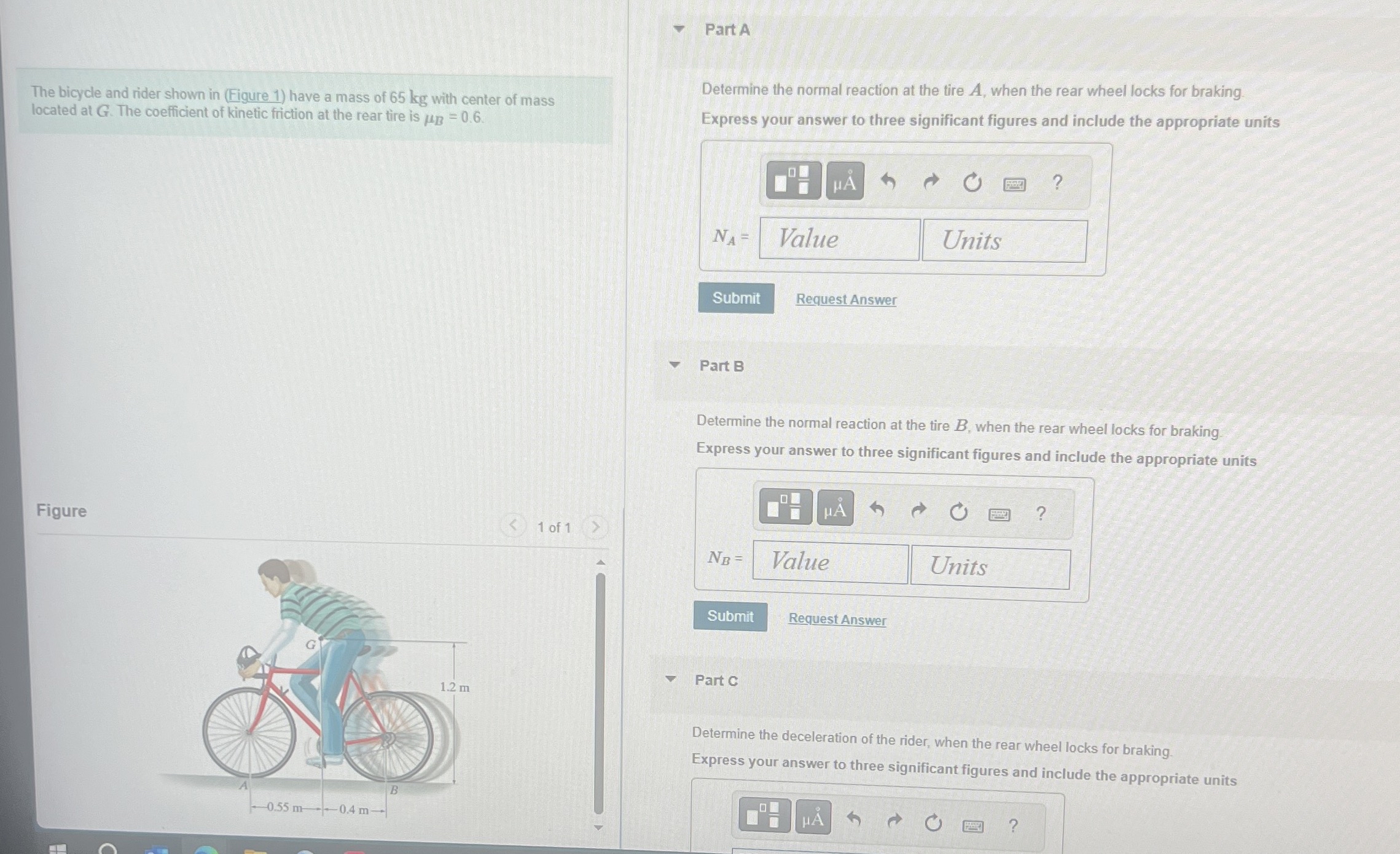 The bicycle and rider shown in ( Figure 1 ) have