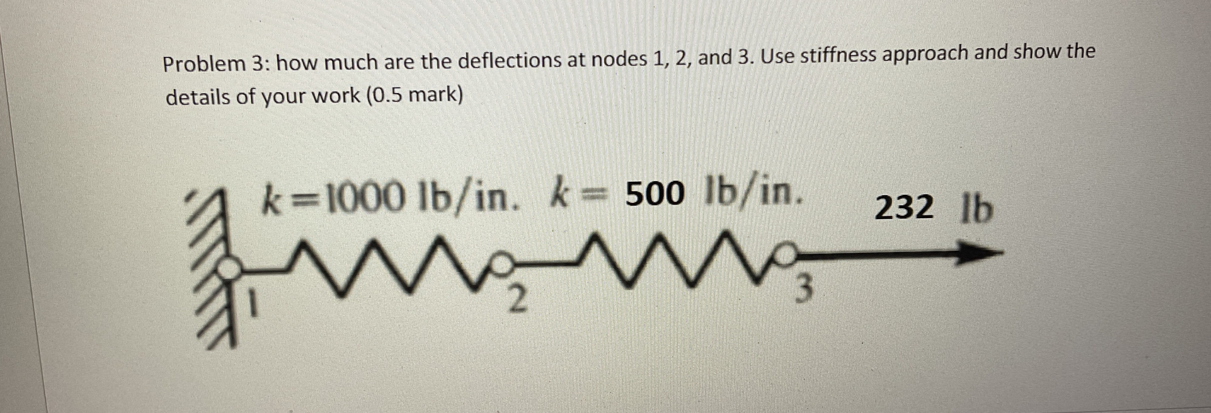 Problem 3 : how much are the deflections at nodes