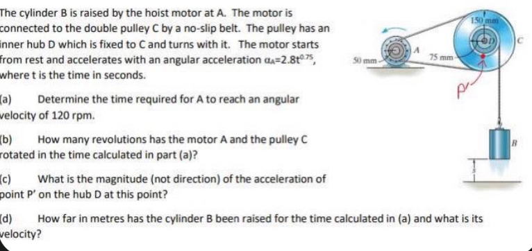 The cylinder B is raised by the hoist motor at A