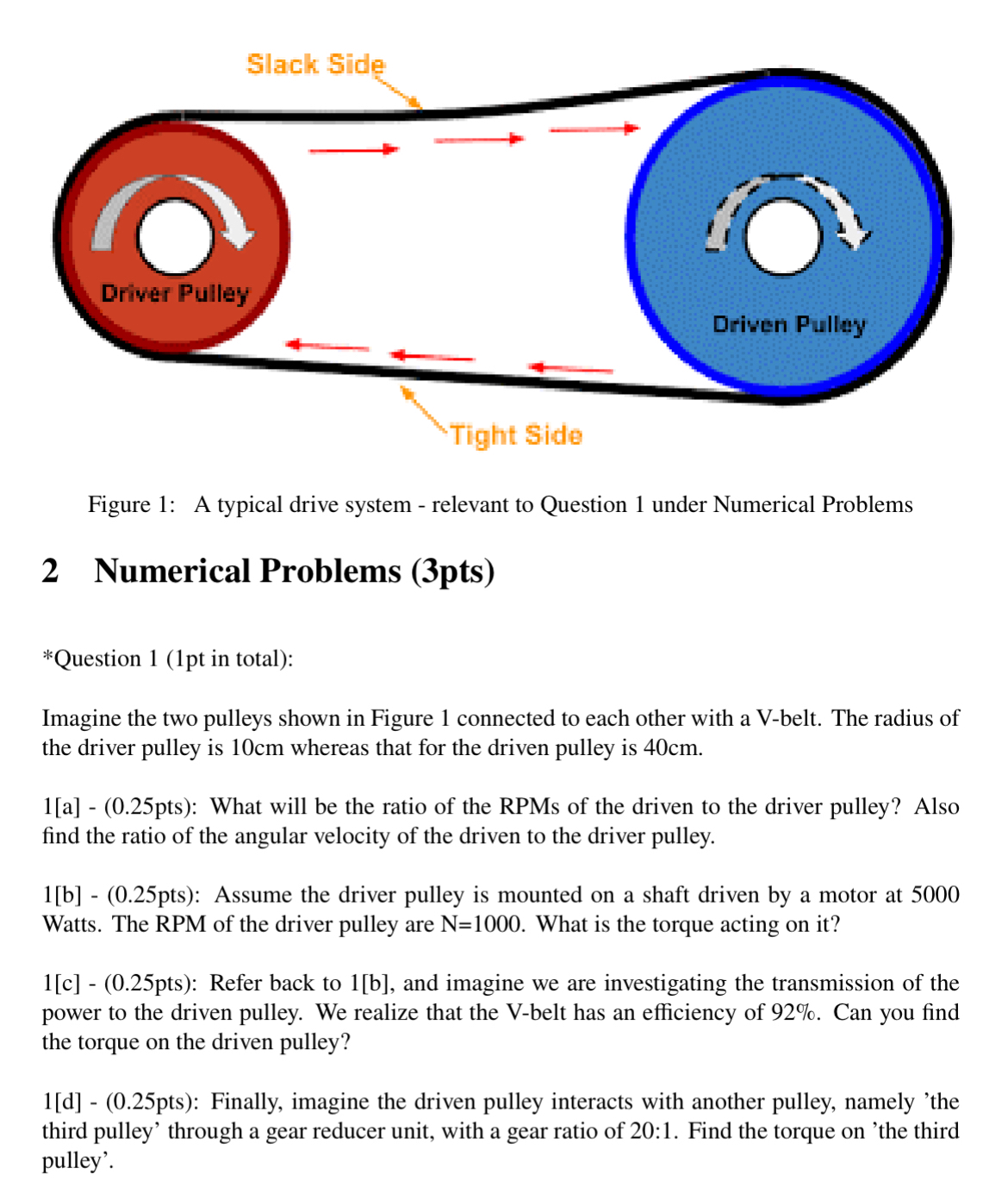 2 Numerical Problems ( 3 pts ) * Question 1 ( 1