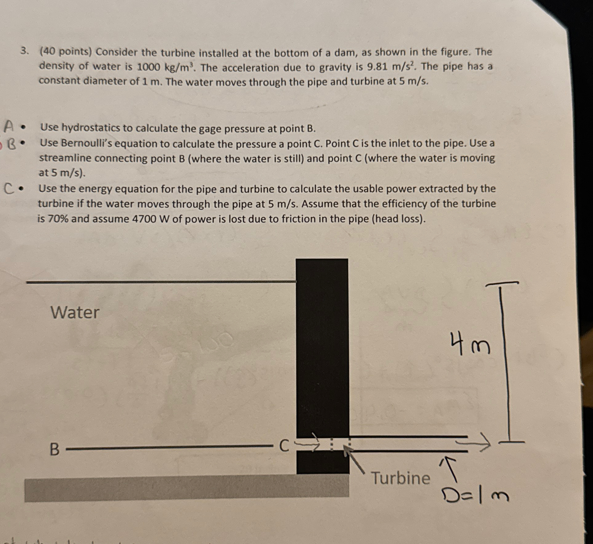 ( 4 0 points ) Consider the turbine installed at
