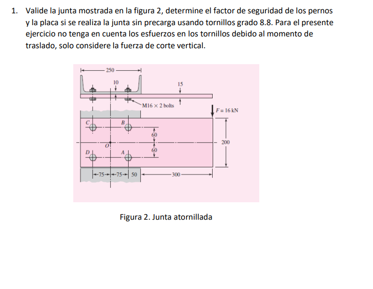 Validate the joint shown in Figure 2 , determine
