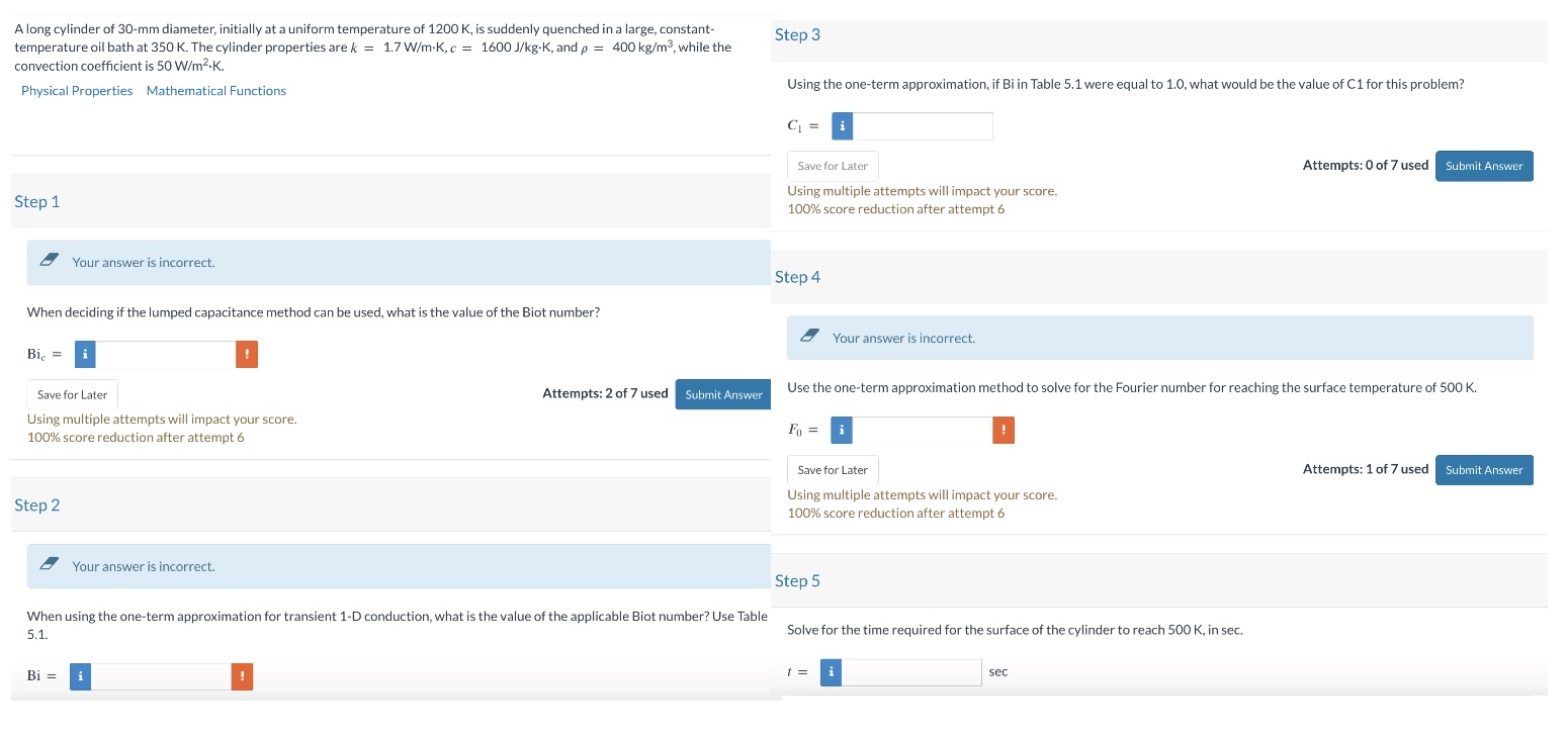 A long cylinder of 3 0 - m m diameter, initially