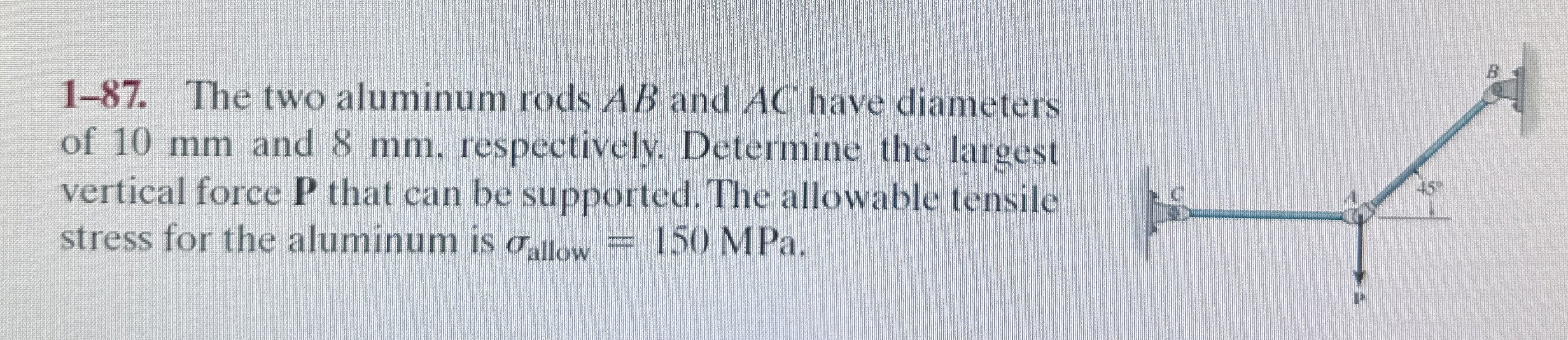 1 - 8 7 . The two aluminum rods A B and A C have