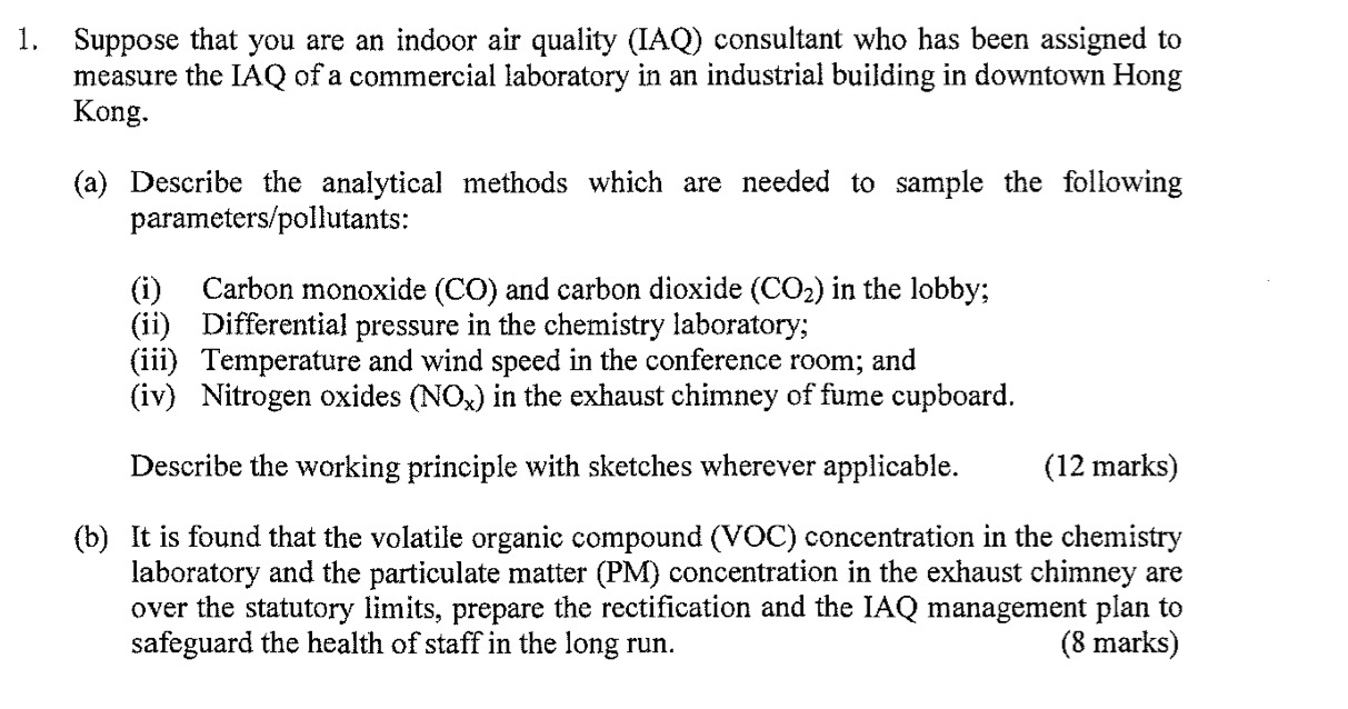 Suppose that you are an indoor air quality ( IAQ