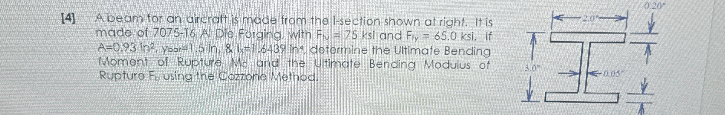 [ 4 ] A beam for an aircraft is made from the l -