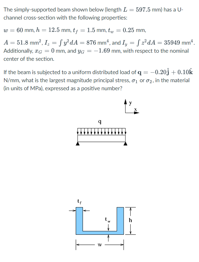 The simply - supported beam shown below ( length