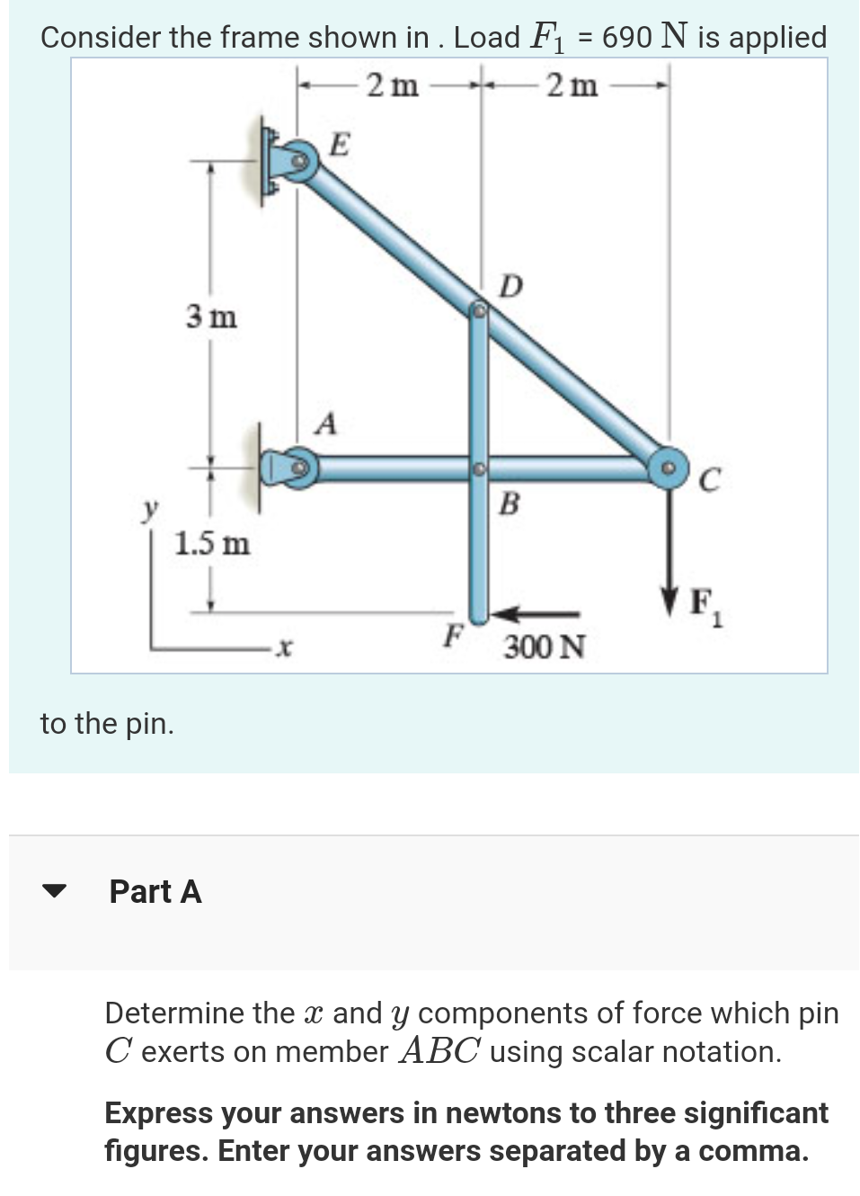 Consider the frame shown in I nad F 1 = 6 9 0 N