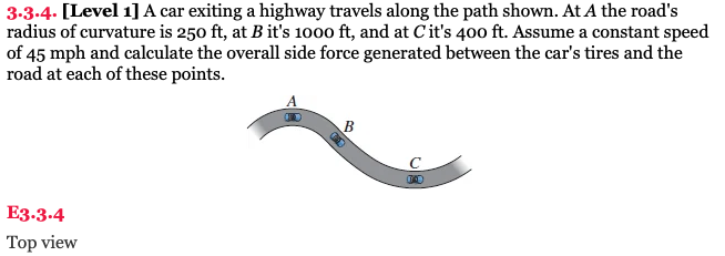 A car exiting a highway travels along the path