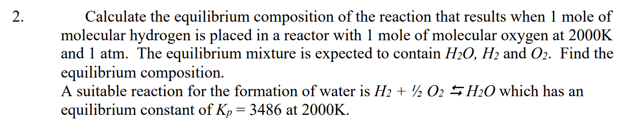 Calculate the equilibrium composition of the