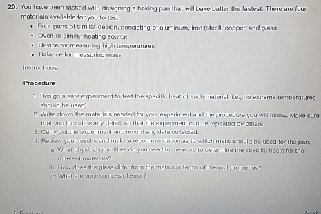 You have been tasked with designing a baking pan