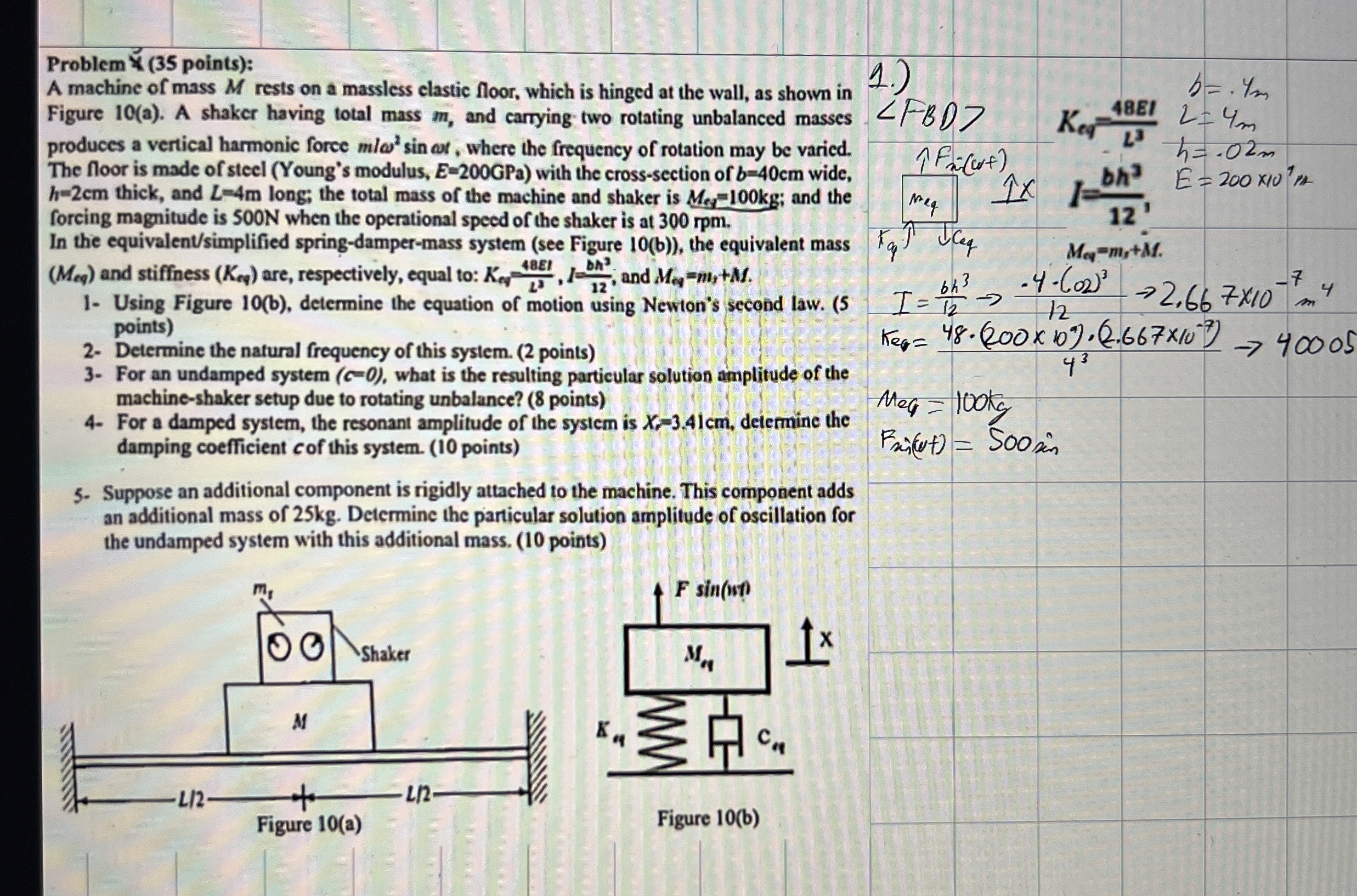 Problem ( 3 5 points ) : A machine of mass M