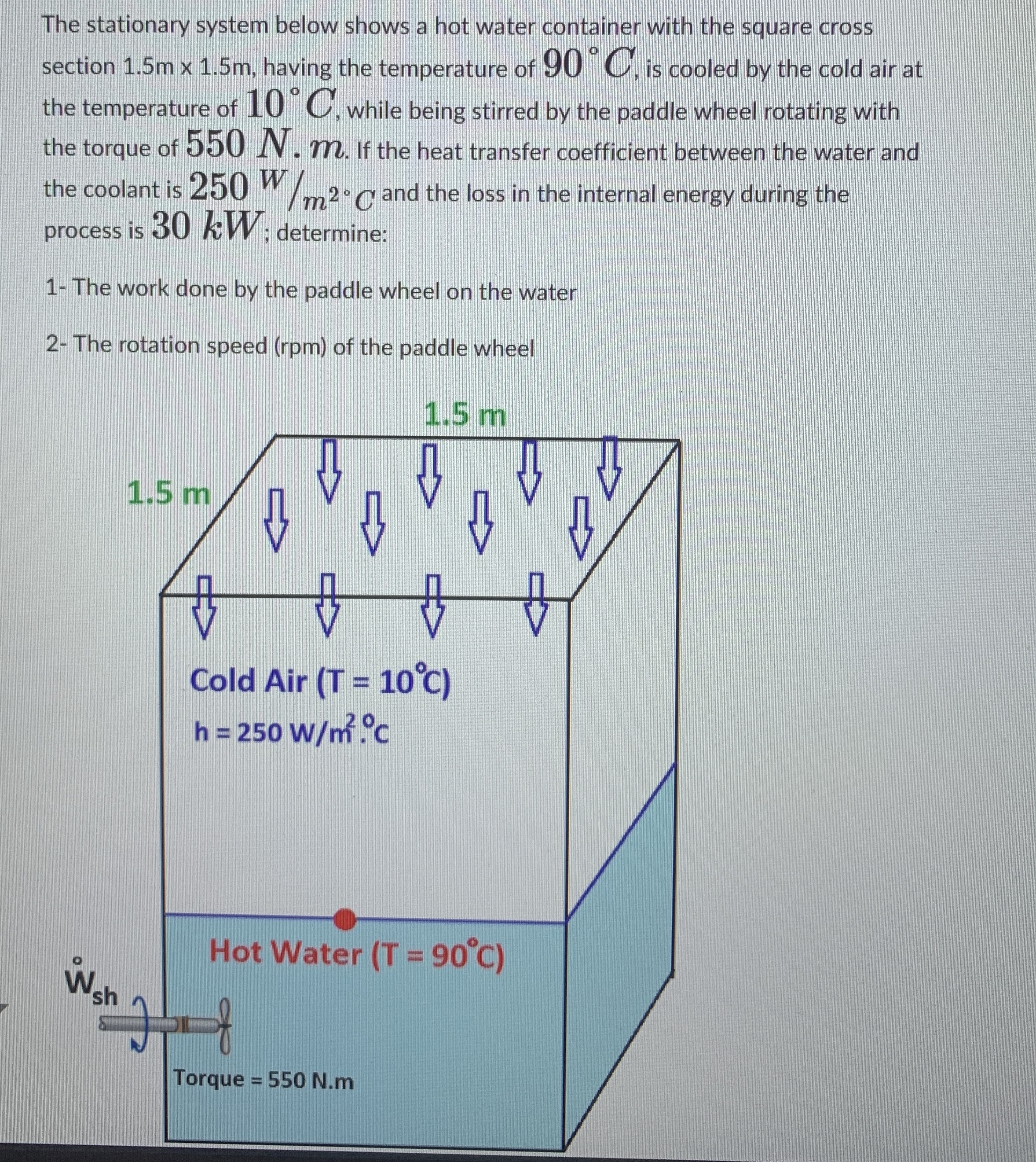 The stationary system below shows a hot water